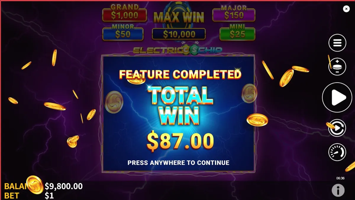 Tampilan visual slot Electric Chip dengan tema neon dan kilatan petir